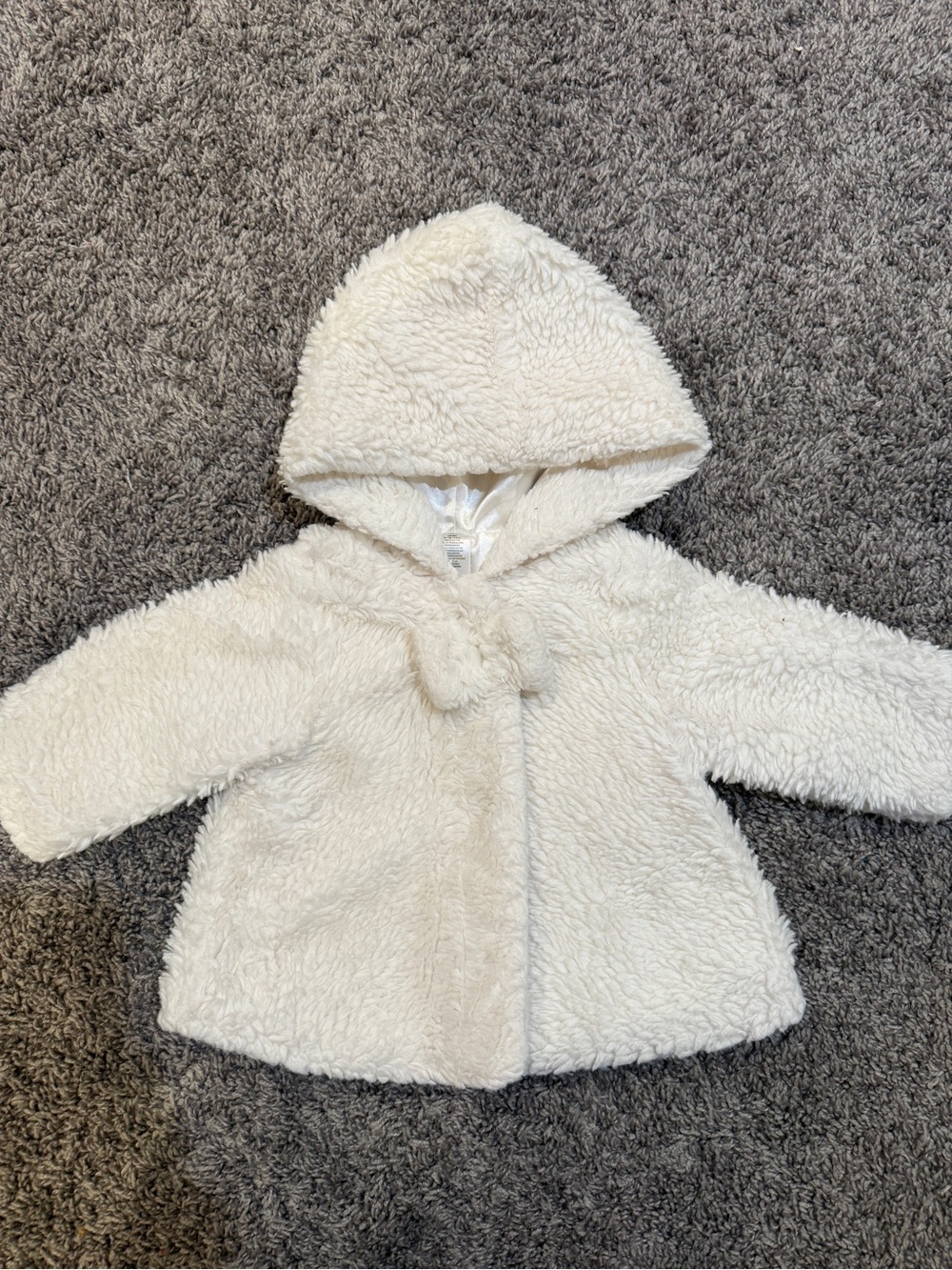 Baby Cream Hooded Plush Coat